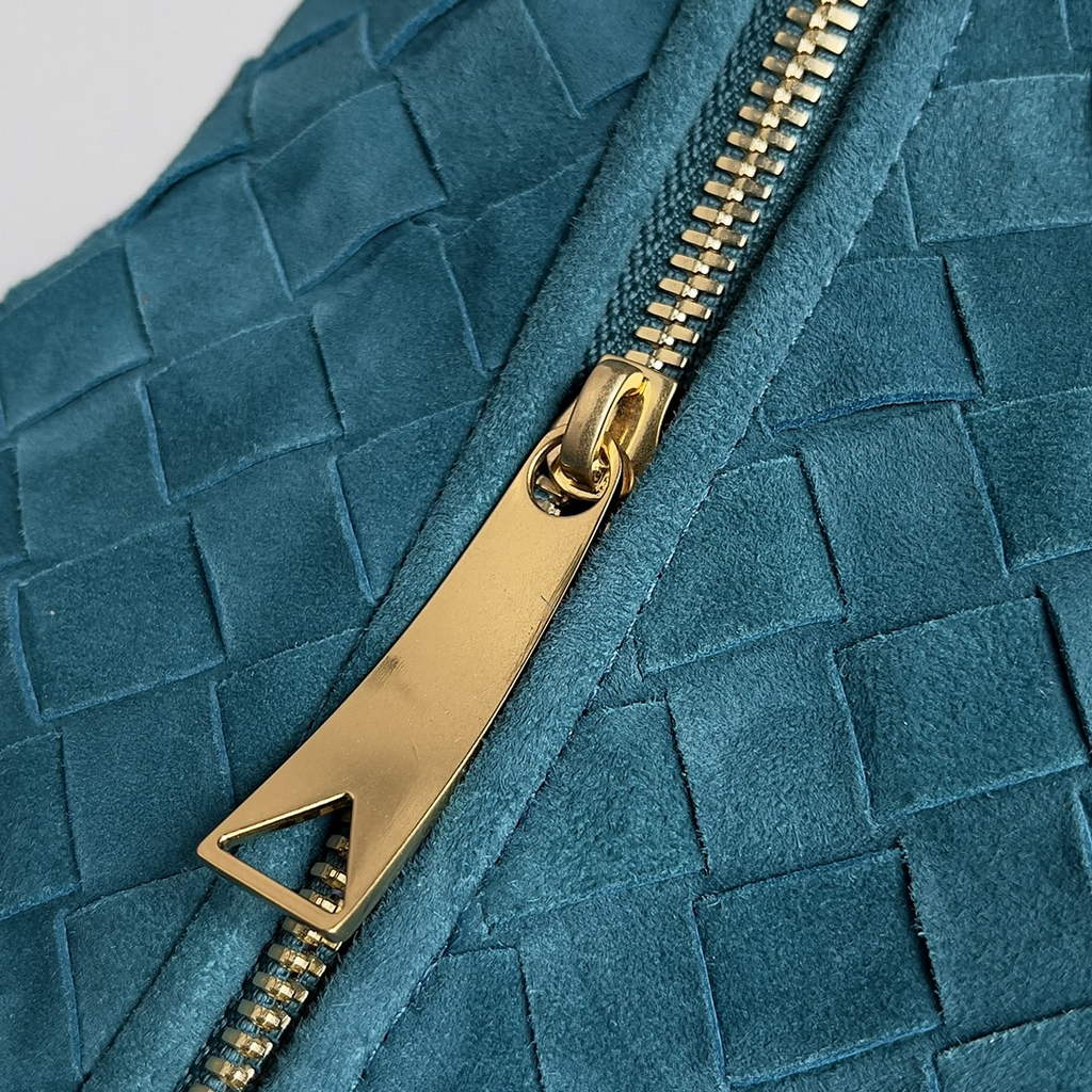 Bottega Veneta Mini Jodie top handle bag 651876 Suede Blue