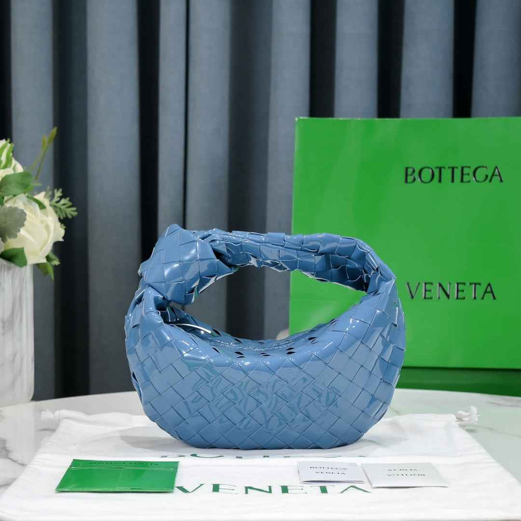 Bottega Veneta Mini Jodie top handle bag 651876 Blue Light skin leather