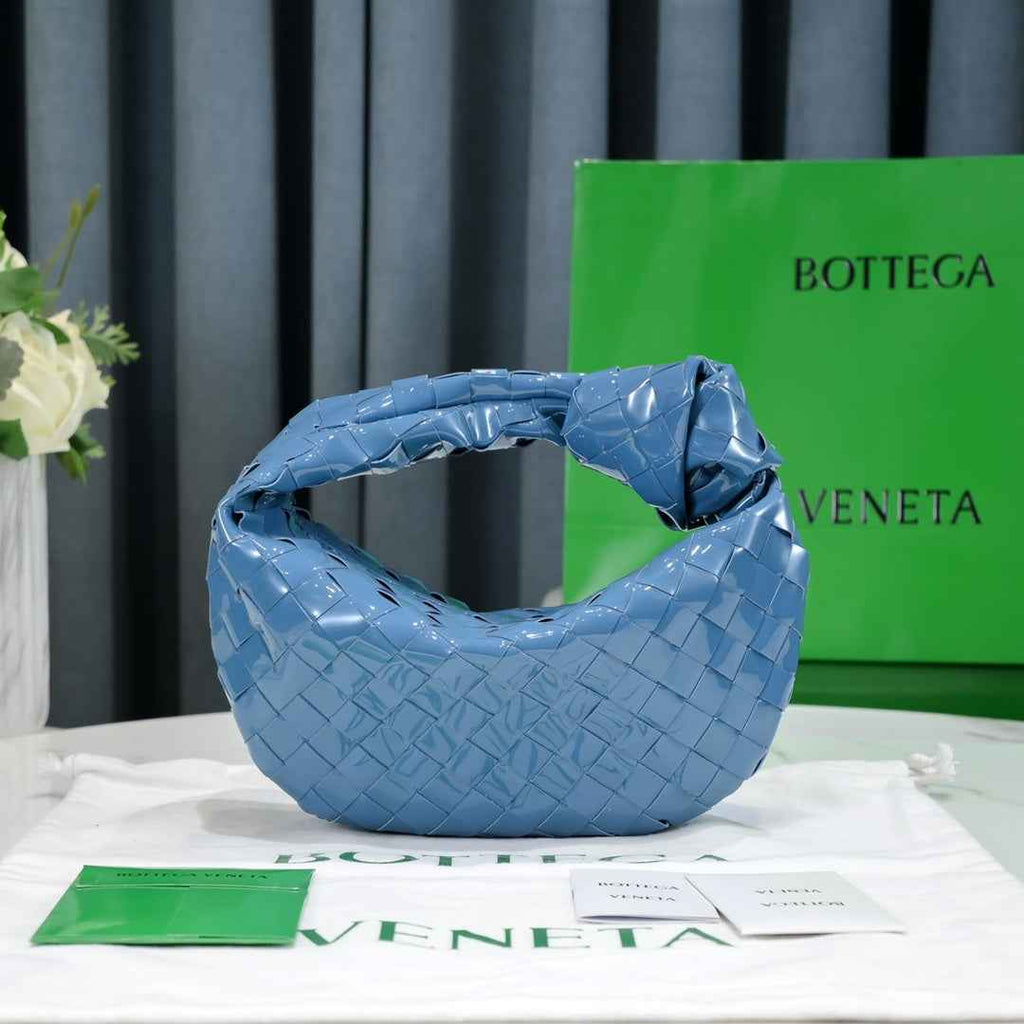 Bottega Veneta Mini Jodie top handle bag 651876 Blue Light skin leather