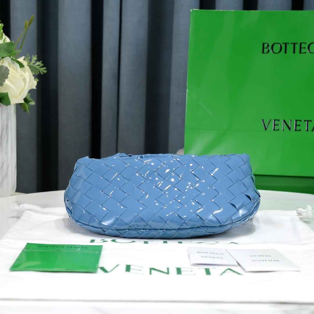 Bottega Veneta Mini Jodie top handle bag 651876 Blue Light skin leather