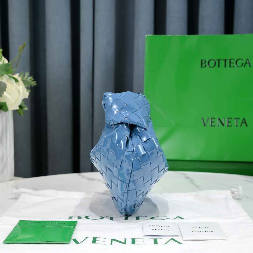 Bottega Veneta Mini Jodie top handle bag 651876 Blue Light skin leather