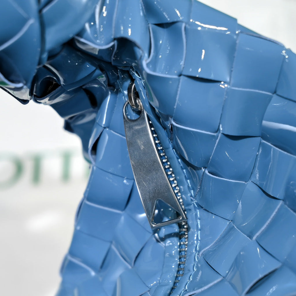 Bottega Veneta Mini Jodie top handle bag 651876 Blue Light skin leather