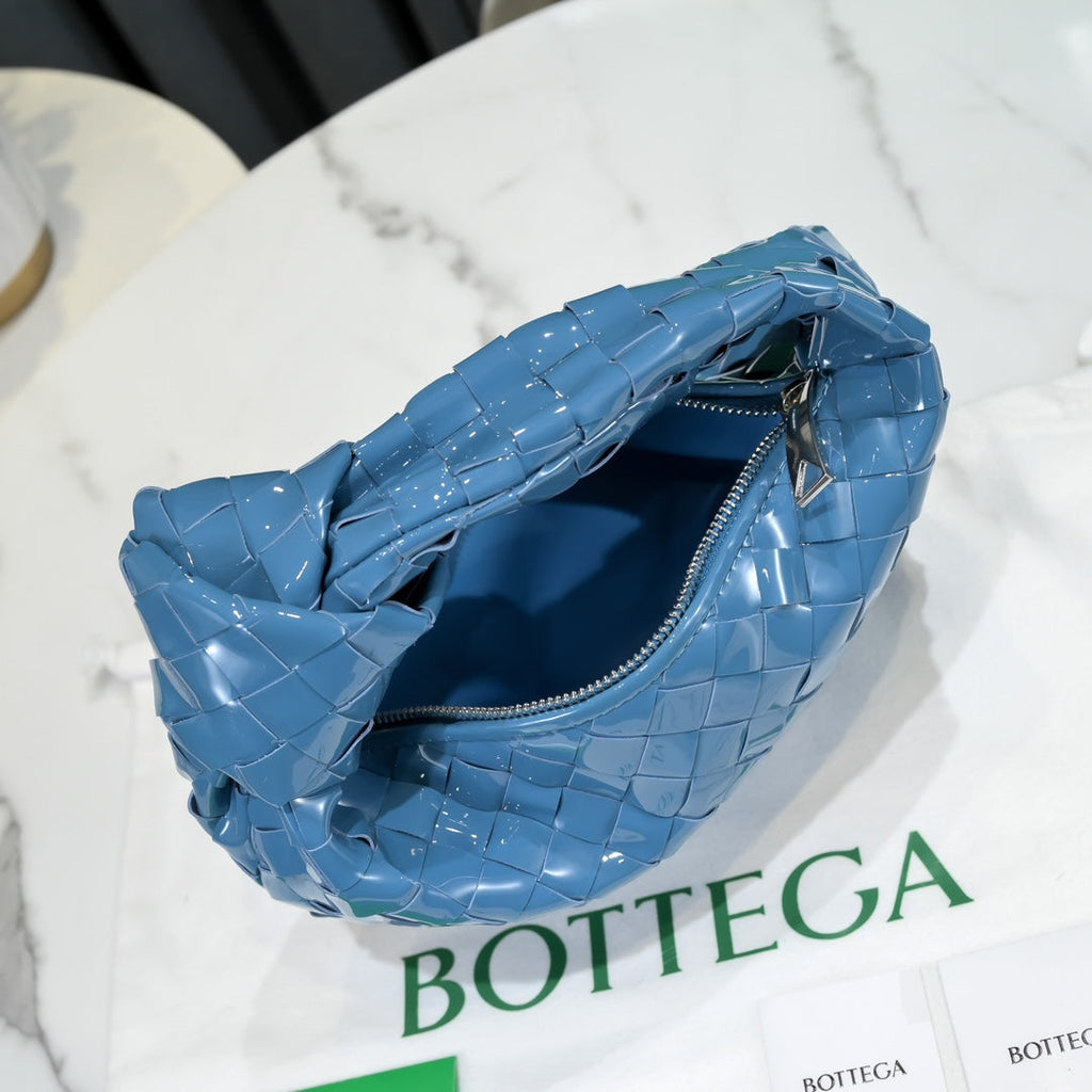 Bottega Veneta Mini Jodie top handle bag 651876 Blue Light skin leather