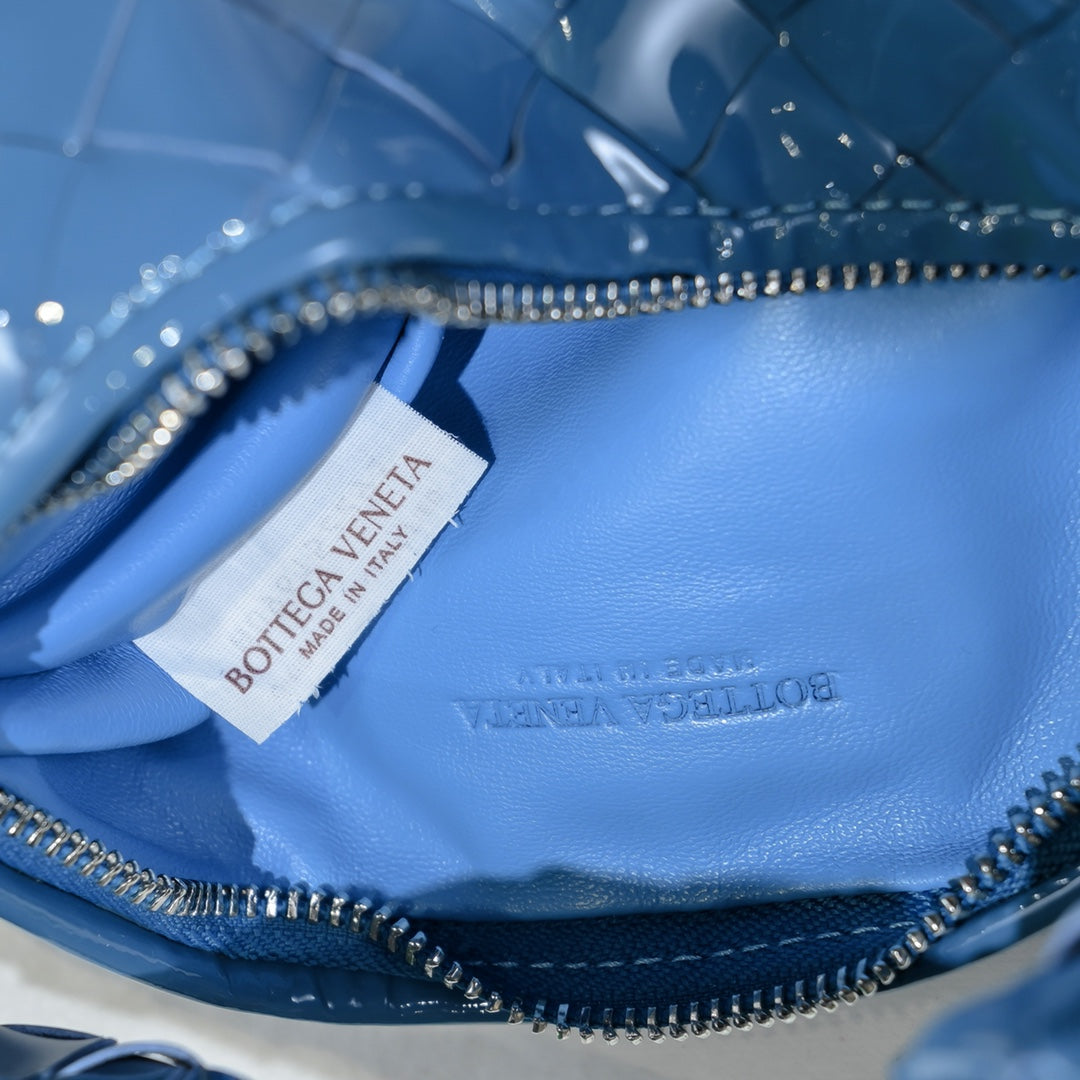 Bottega Veneta Mini Jodie top handle bag 651876 Blue Light skin leather