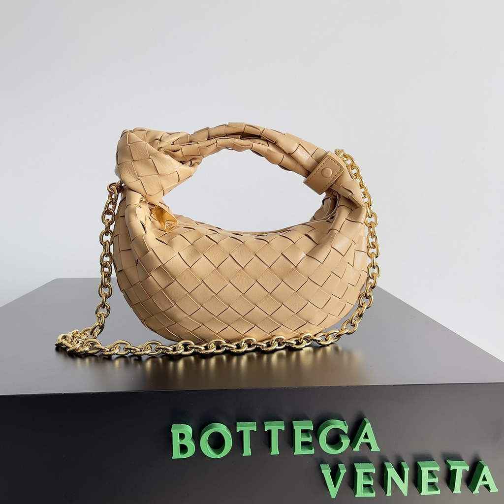 Bottega Veneta Mini Jodie top handle bag 709562 Calfskin Dark Beige
