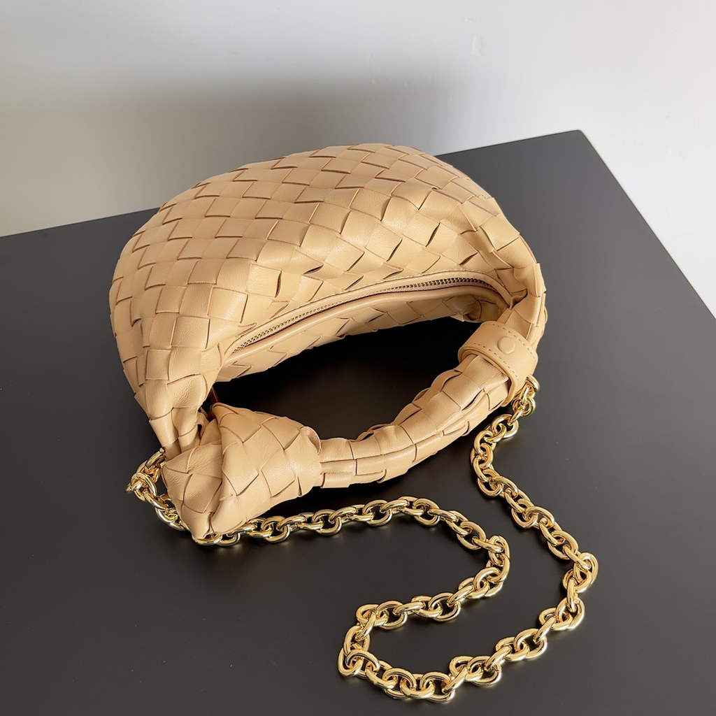 Bottega Veneta Mini Jodie top handle bag 709562 Calfskin Dark Beige