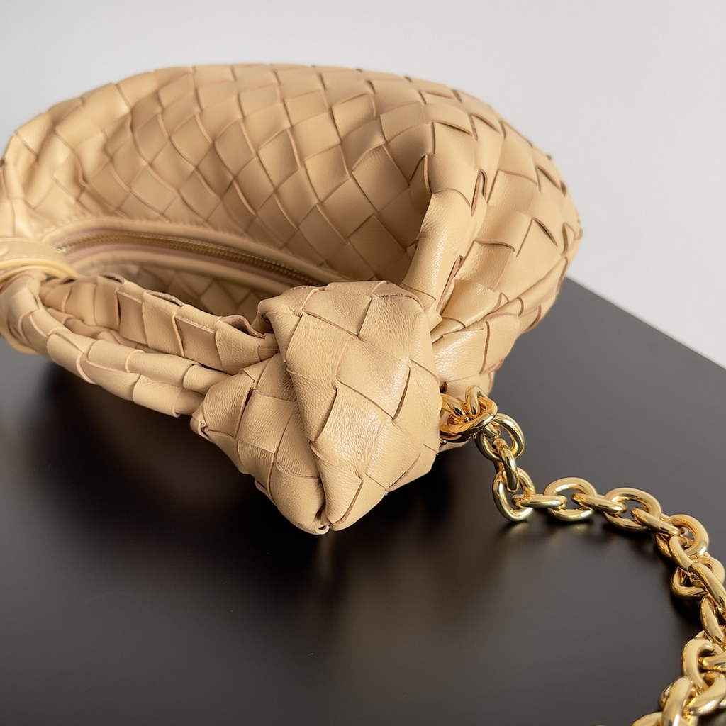Bottega Veneta Mini Jodie top handle bag 709562 Calfskin Dark Beige