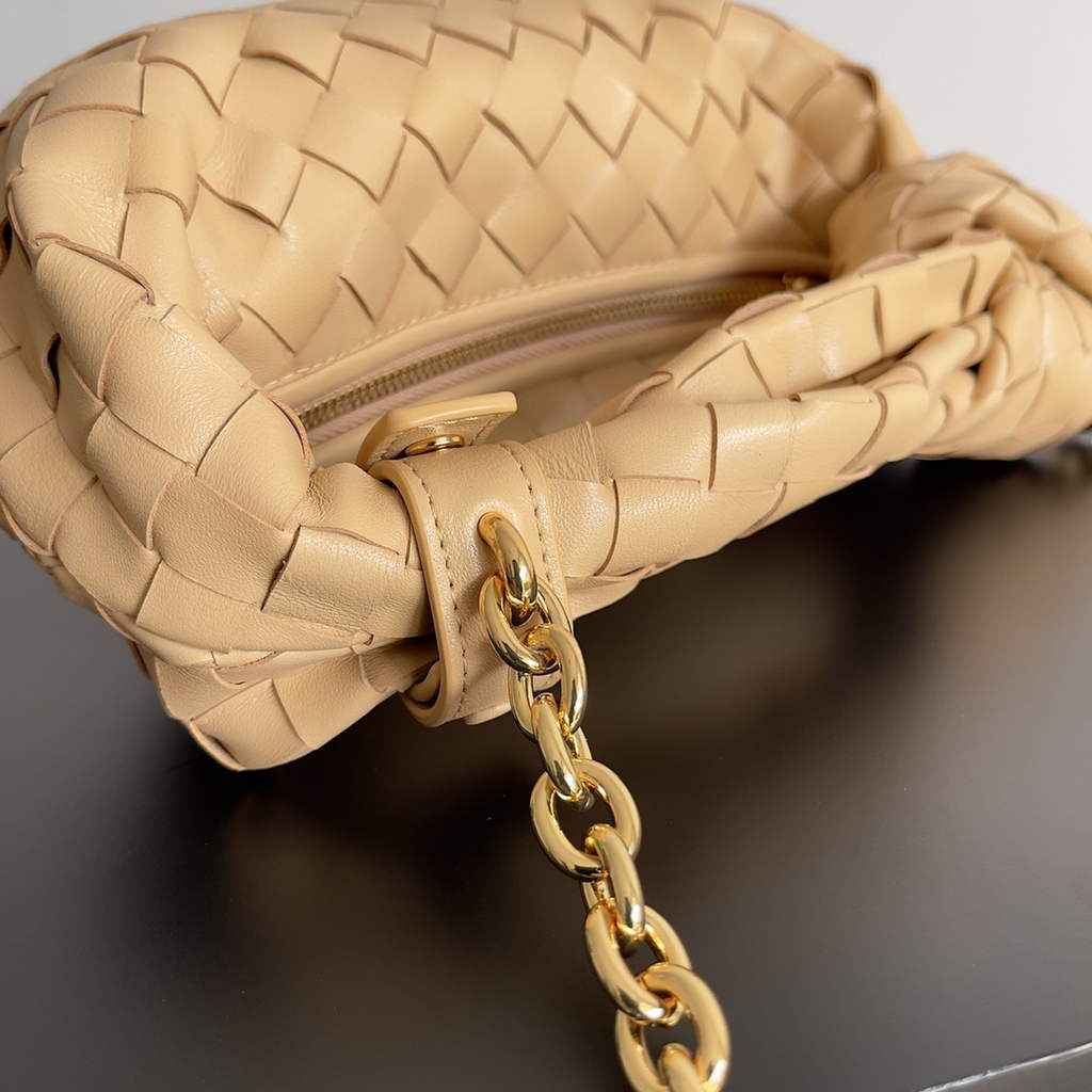 Bottega Veneta Mini Jodie top handle bag 709562 Calfskin Dark Beige