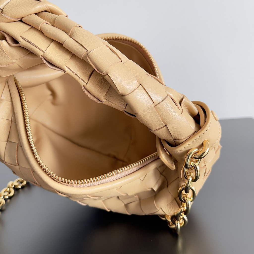 Bottega Veneta Mini Jodie top handle bag 709562 Calfskin Dark Beige