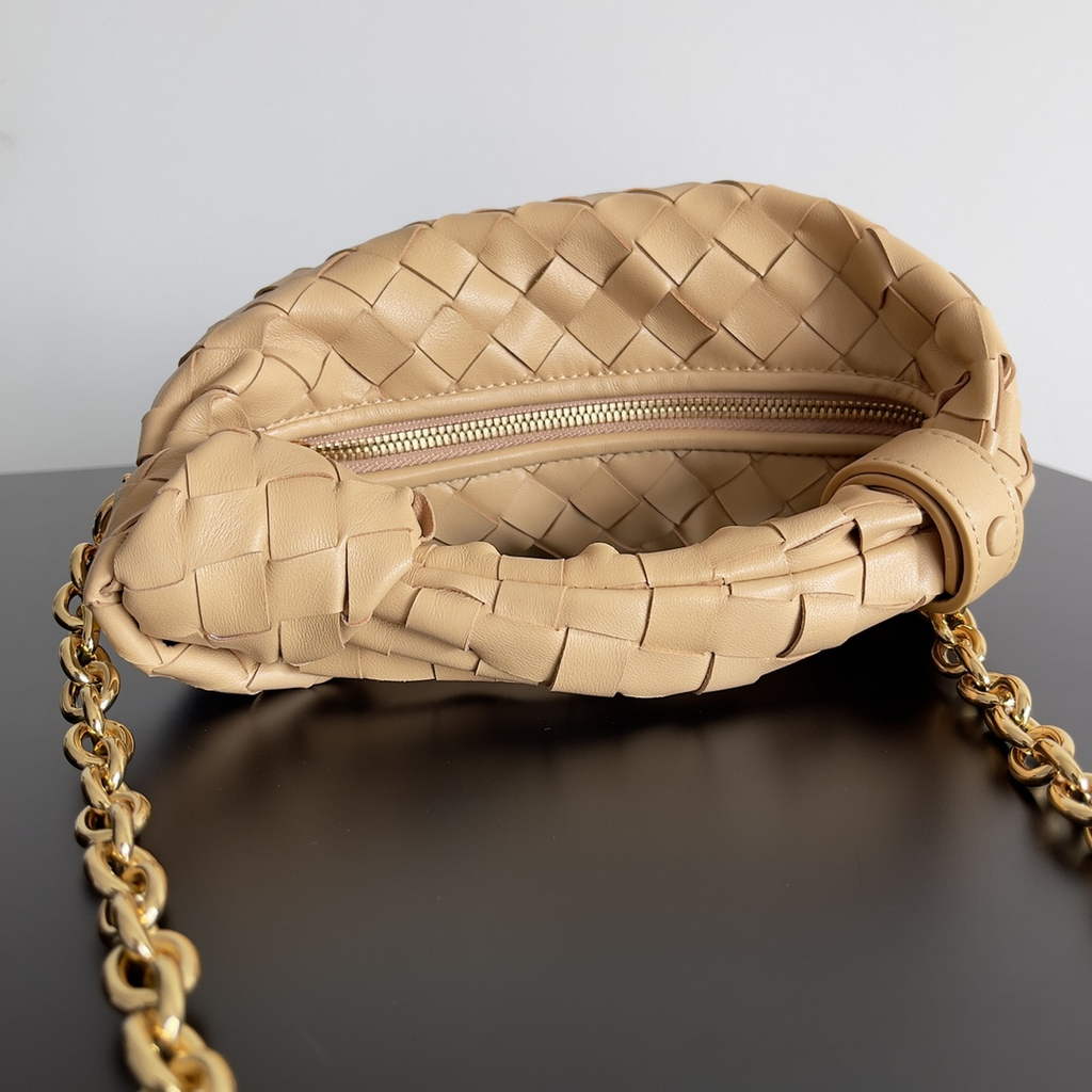 Bottega Veneta Mini Jodie top handle bag 709562 Calfskin Dark Beige