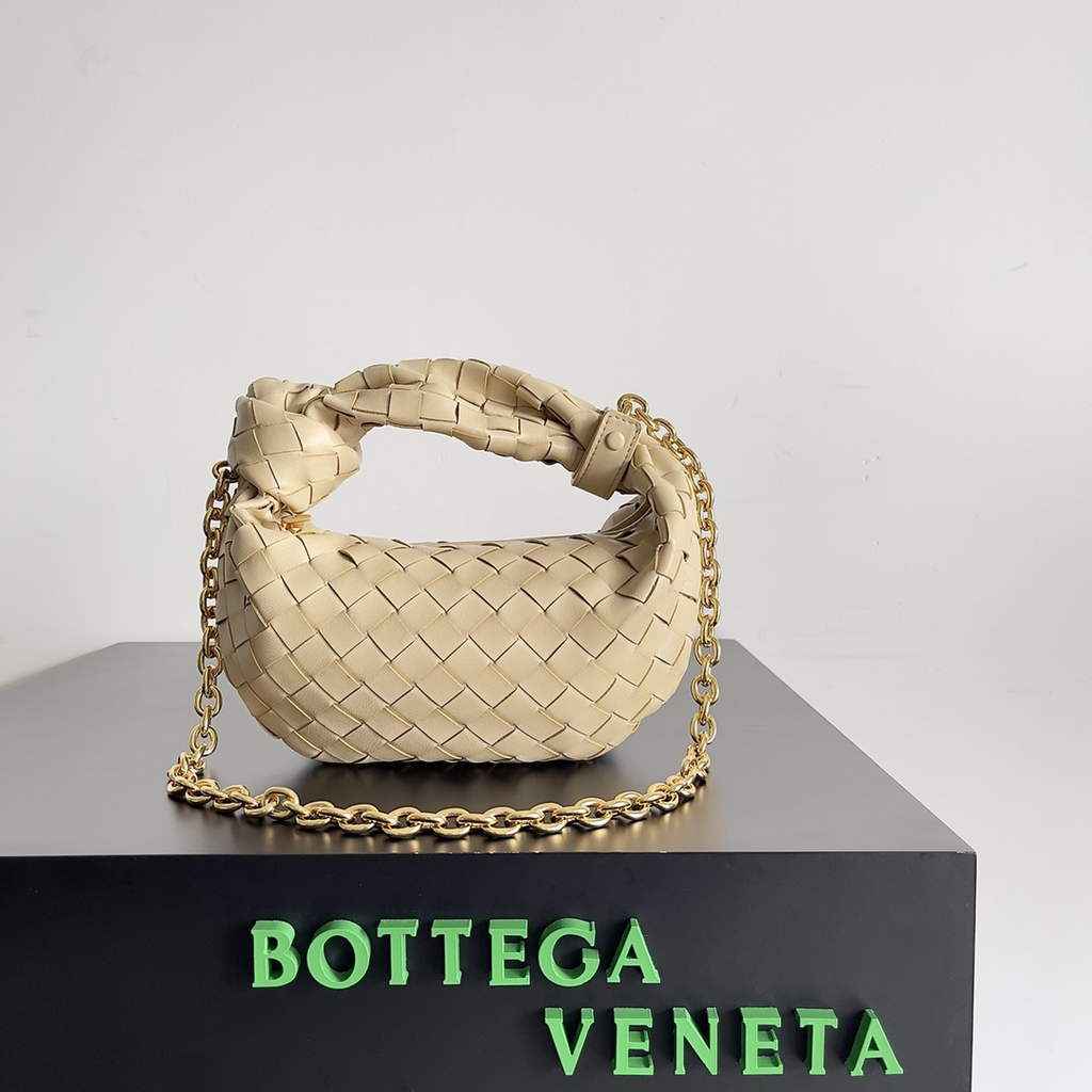 Bottega Veneta Mini Jodie top handle bag 709562 Calfskin Beige
