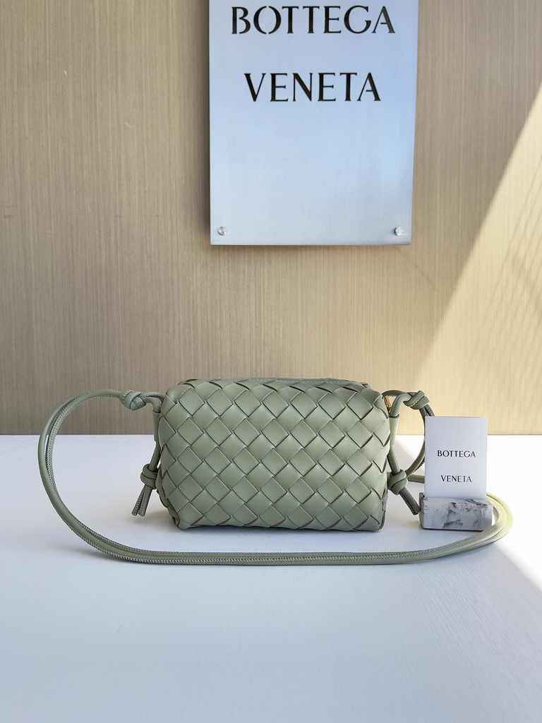 Bottega Veneta Mini Loop Camera Cross-Body Bag 680254 Light Green Lambskin