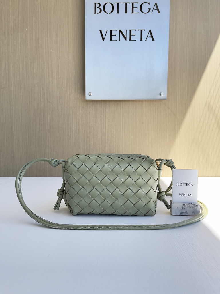 Bottega Veneta Mini Loop Camera Cross-Body Bag 680254 Light Green Lambskin