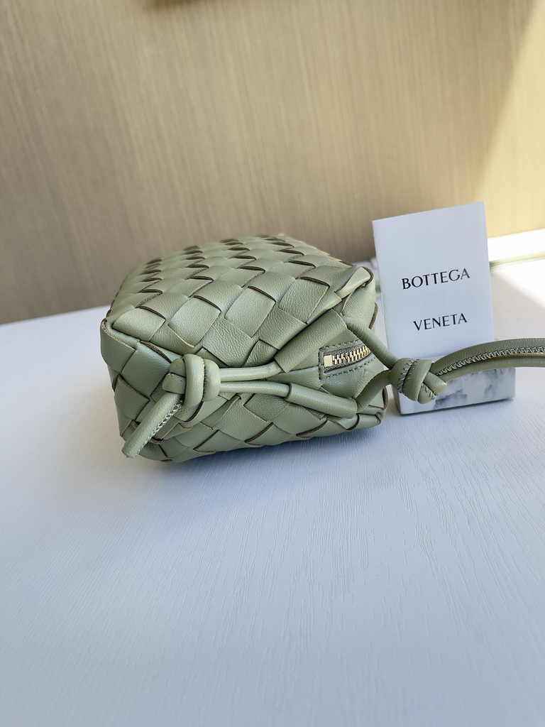 Bottega Veneta Mini Loop Camera Cross-Body Bag 680254 Light Green Lambskin