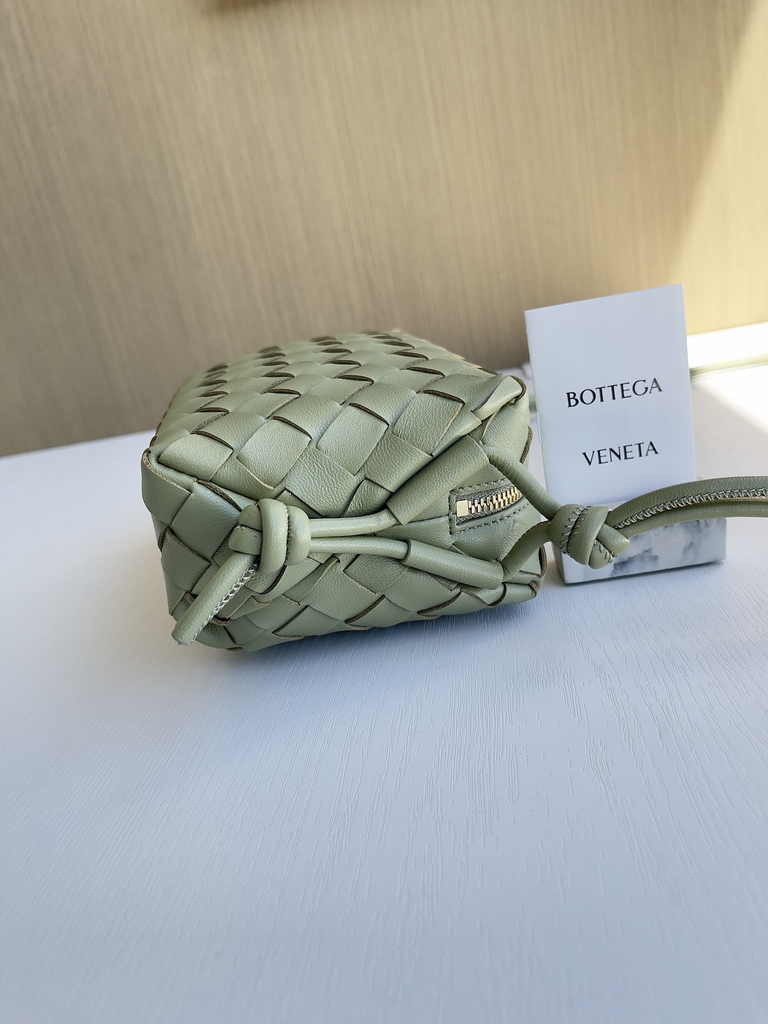 Bottega Veneta Mini Loop Camera Cross-Body Bag 680254 Light Green Lambskin