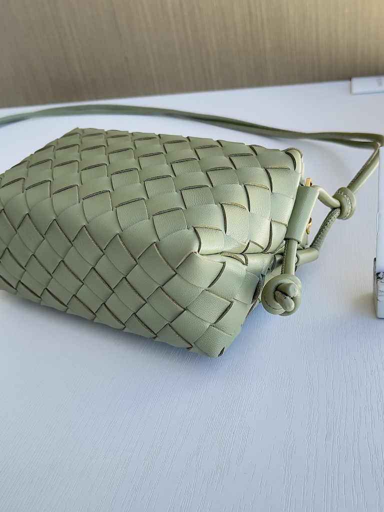 Bottega Veneta Mini Loop Camera Cross-Body Bag 680254 Light Green Lambskin