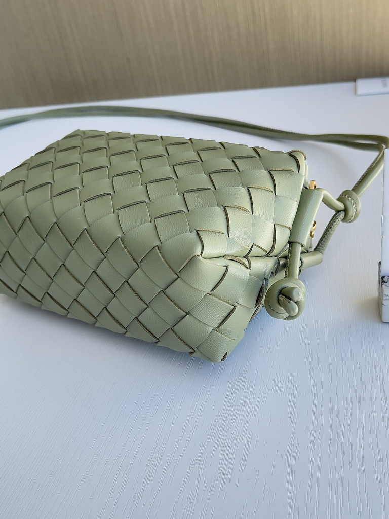 Bottega Veneta Mini Loop Camera Cross-Body Bag 680254 Light Green Lambskin