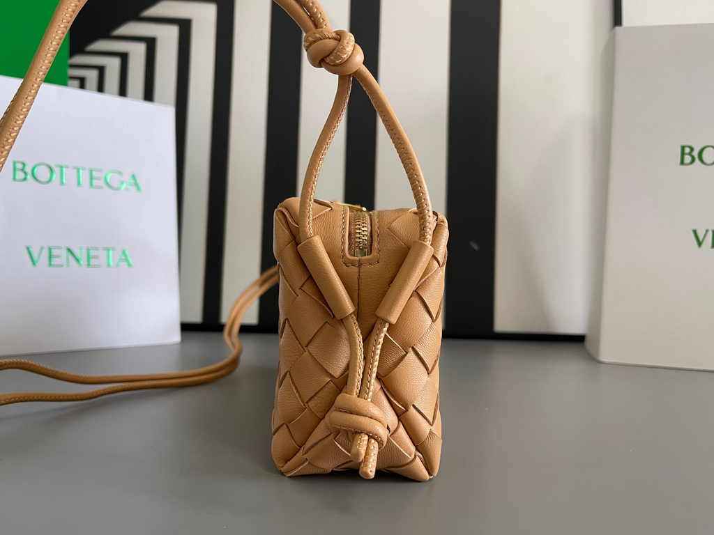 Bottega Veneta Mini Loop Camera Cross-Body Bag 680254 Apricot Lambskin