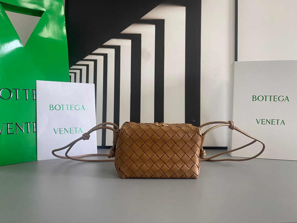 Bottega Veneta Mini Loop Camera Cross-Body Bag 680254 Brown Lambskin