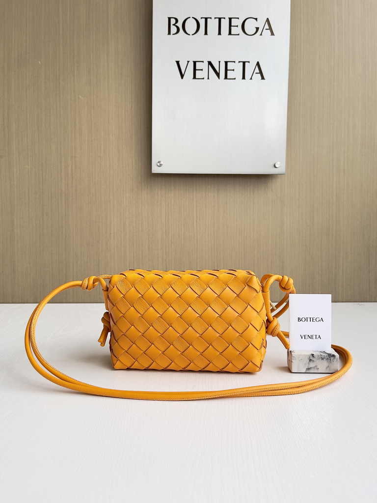 Bottega Veneta Mini Loop Camera Cross-Body Bag 680254 Yellow Lambskin