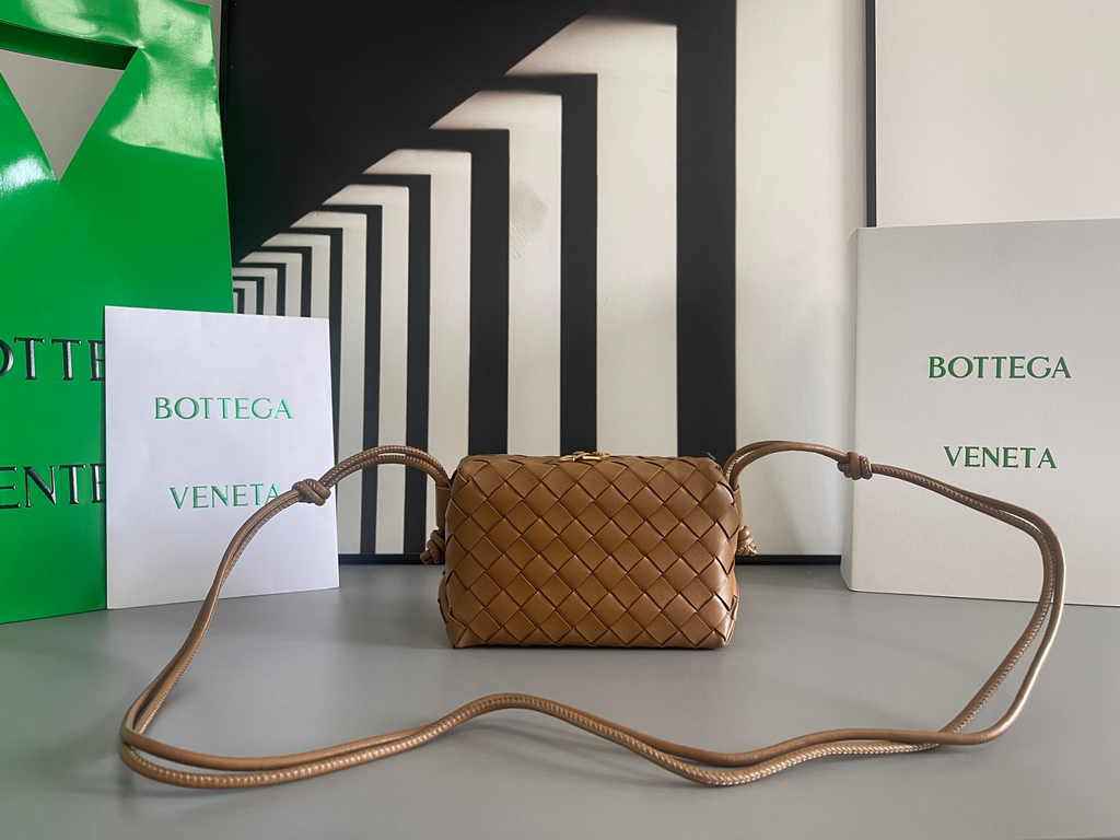 Bottega Veneta Mini Loop Camera Cross-Body Bag 680254 Brown Lambskin