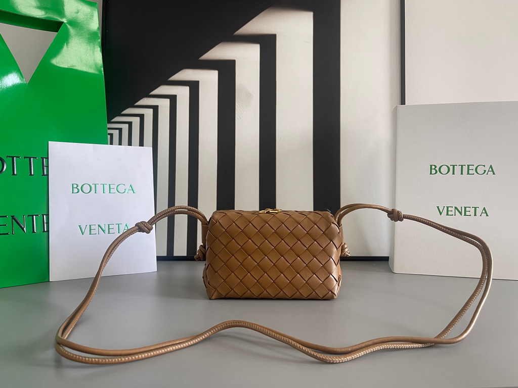 Bottega Veneta Mini Loop Camera Cross-Body Bag 680254 Brown Lambskin