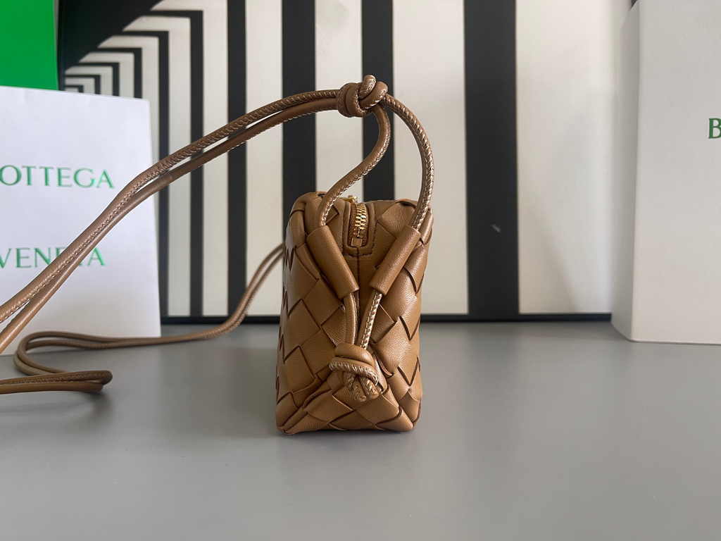 Bottega Veneta Mini Loop Camera Cross-Body Bag 680254 Brown Lambskin
