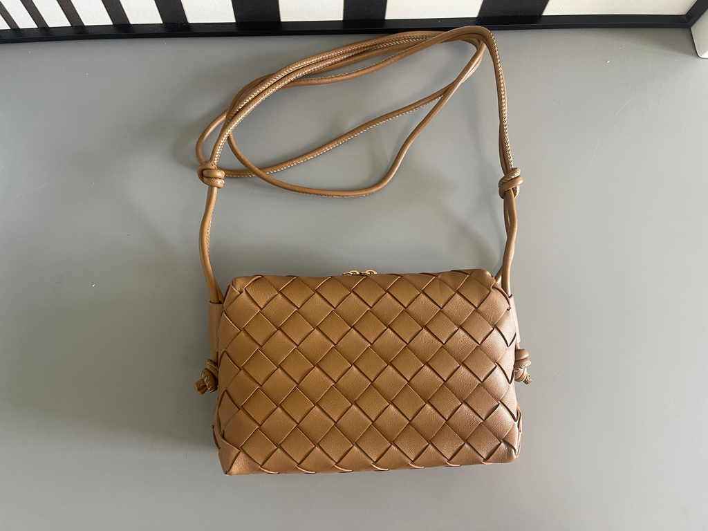Bottega Veneta Mini Loop Camera Cross-Body Bag 680254 Brown Lambskin