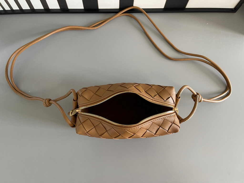 Bottega Veneta Mini Loop Camera Cross-Body Bag 680254 Brown Lambskin