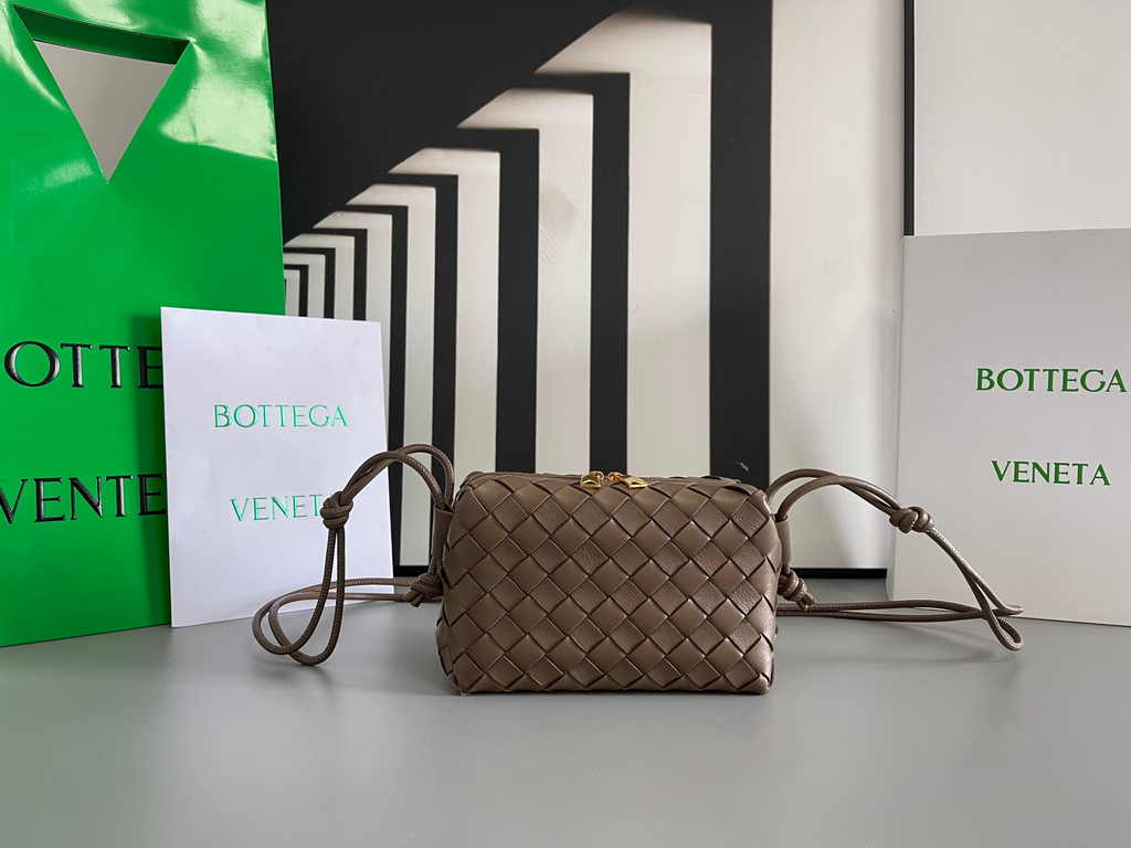 Bottega Veneta Mini Loop Camera Cross-Body Bag 680254 Coffee Lambskin