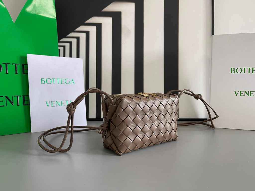 Bottega Veneta Mini Loop Camera Cross-Body Bag 680254 Coffee Lambskin