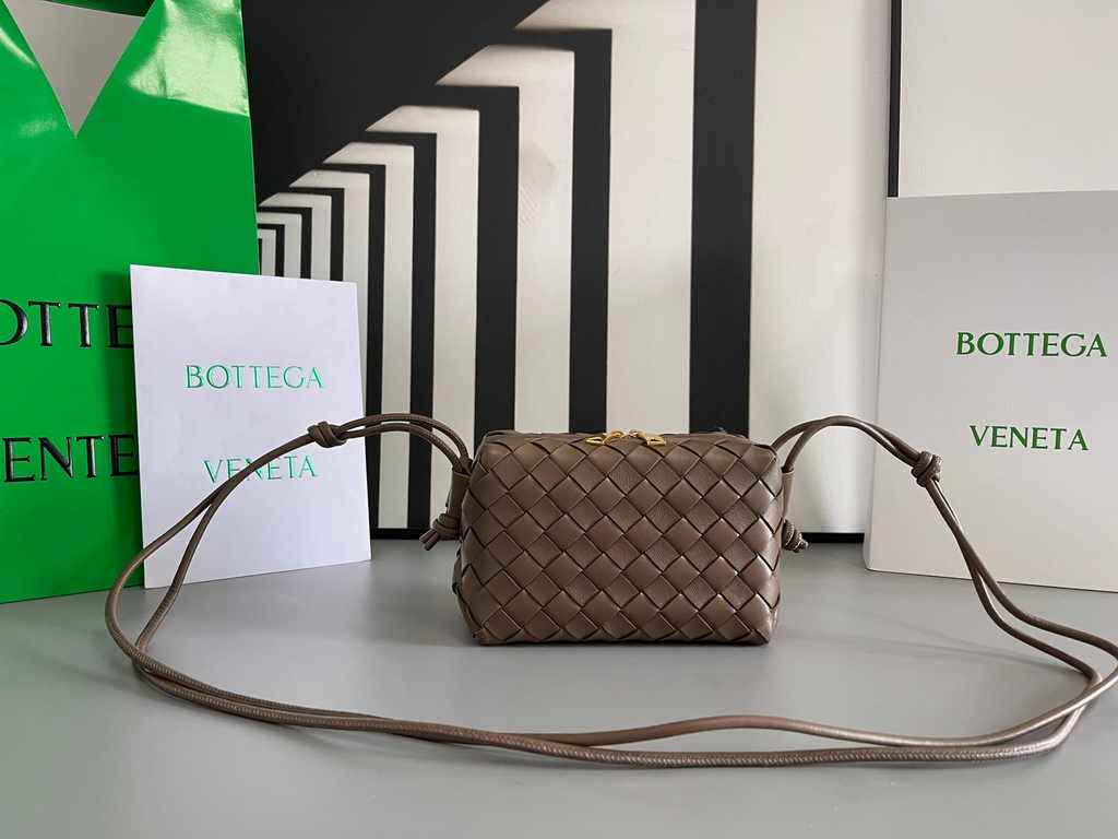 Bottega Veneta Mini Loop Camera Cross-Body Bag 680254 Coffee Lambskin