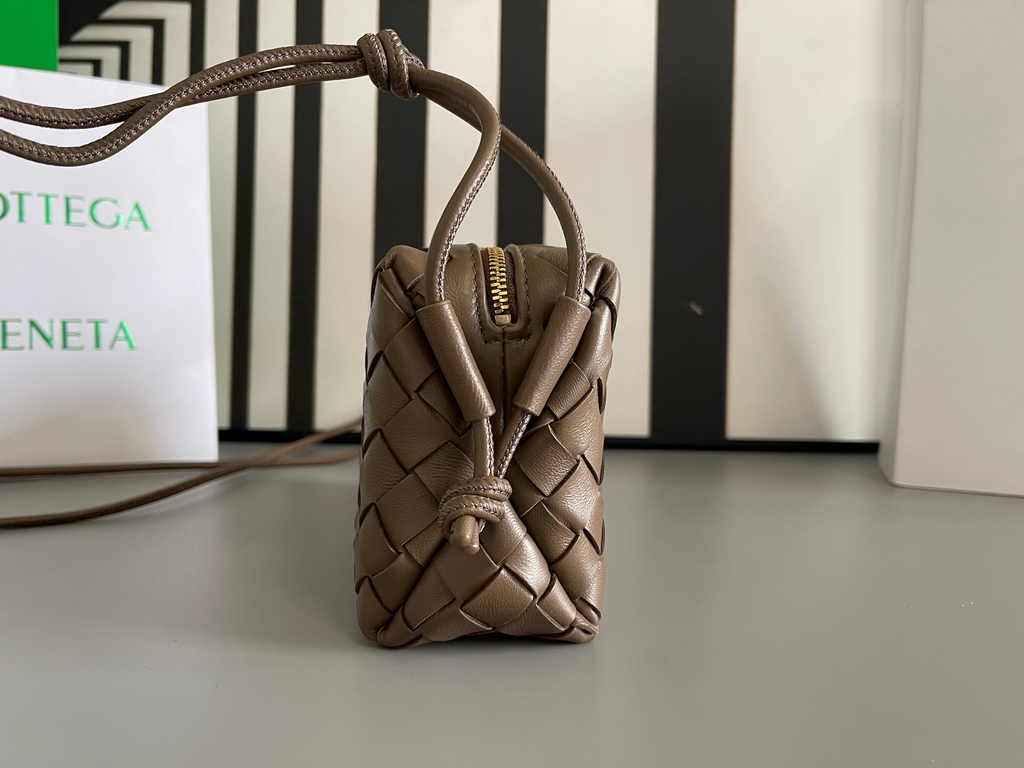Bottega Veneta Mini Loop Camera Cross-Body Bag 680254 Coffee Lambskin