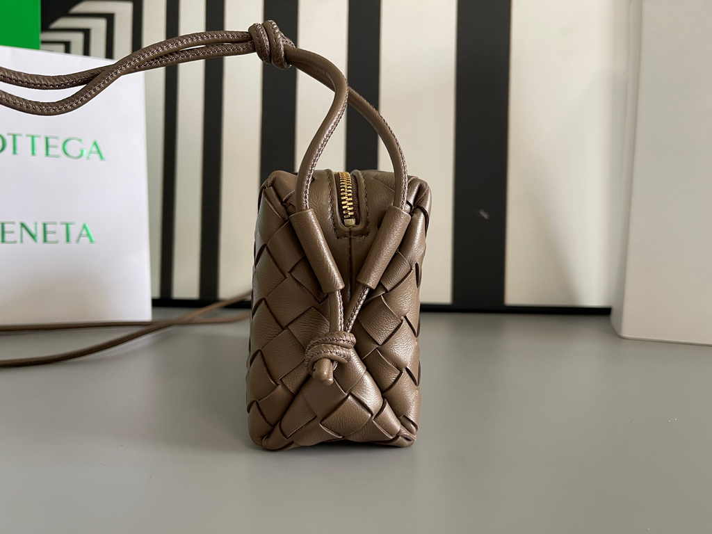 Bottega Veneta Mini Loop Camera Cross-Body Bag 680254 Coffee Lambskin