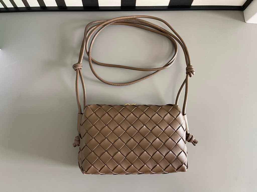 Bottega Veneta Mini Loop Camera Cross-Body Bag 680254 Coffee Lambskin