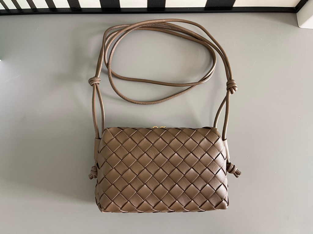 Bottega Veneta Mini Loop Camera Cross-Body Bag 680254 Coffee Lambskin