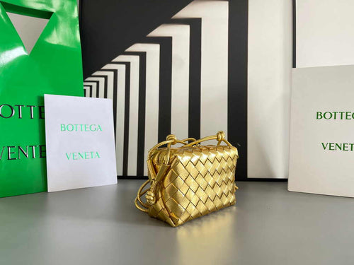 Bottega Veneta Mini Loop Camera Cross-Body Bag 680254 Gold Lambskin