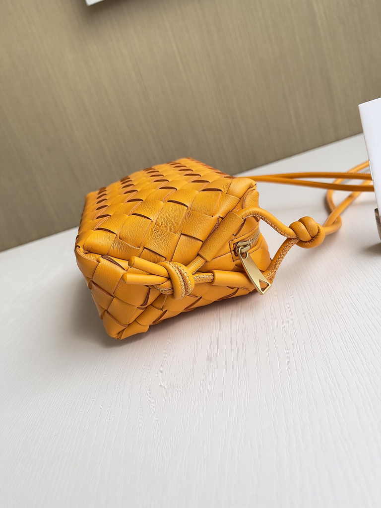 Bottega Veneta Mini Loop Camera Cross-Body Bag 680254 Yellow Lambskin