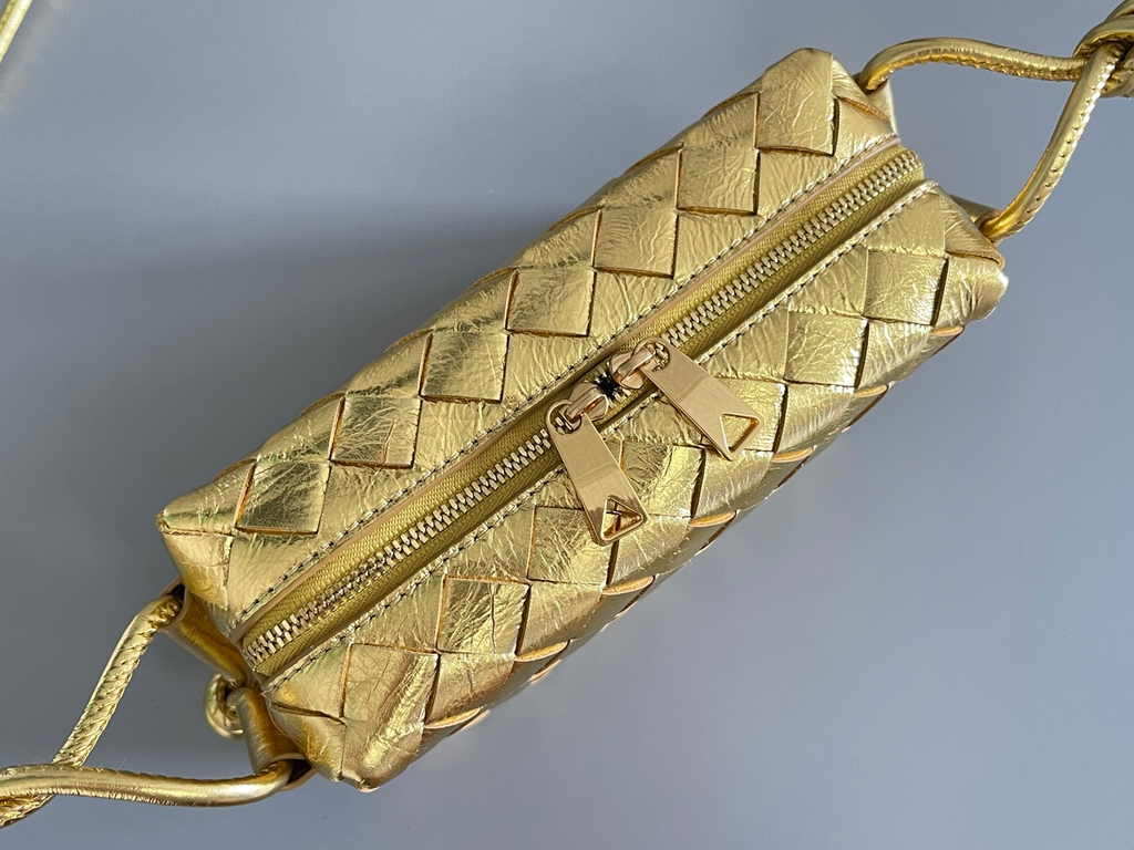 Bottega Veneta Mini Loop Camera Cross-Body Bag 680254 Gold Lambskin