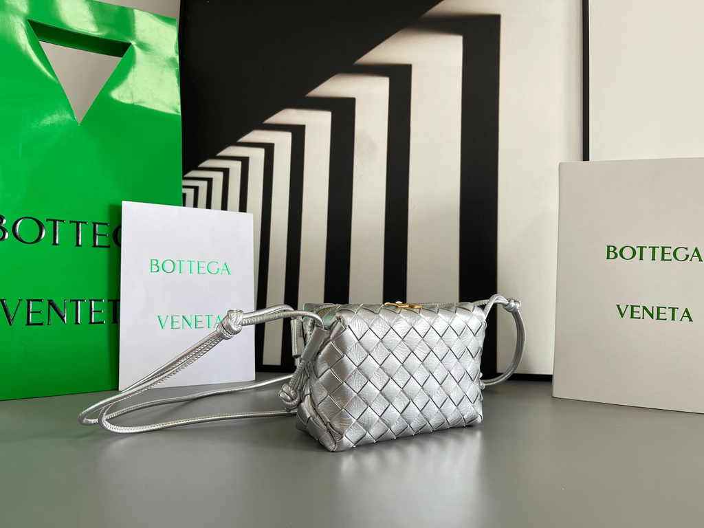 Bottega Veneta Mini Loop Camera Cross-Body Bag 680254 Silver Lambskin