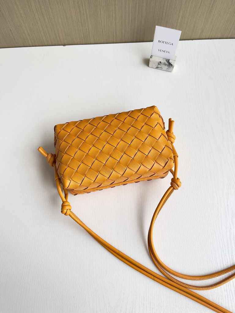 Bottega Veneta Mini Loop Camera Cross-Body Bag 680254 Yellow Lambskin