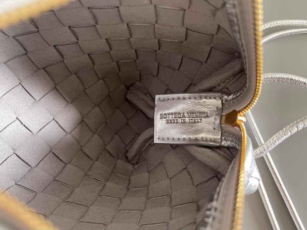 Bottega Veneta Mini Loop Camera Cross-Body Bag 680254 Silver Lambskin