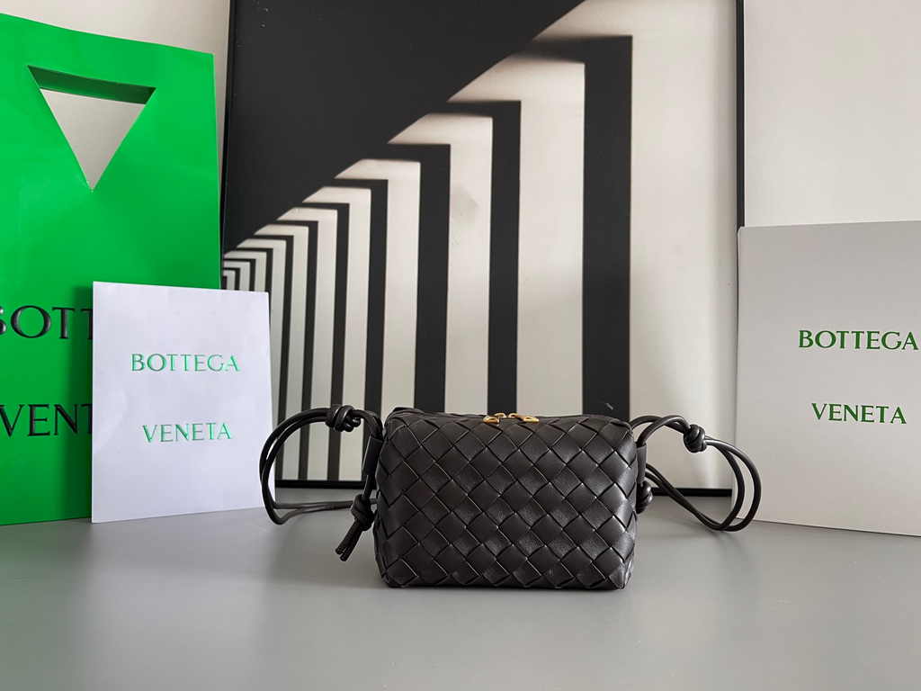 Bottega Veneta Mini Loop Camera Cross-Body Bag 680254 Black Lambskin