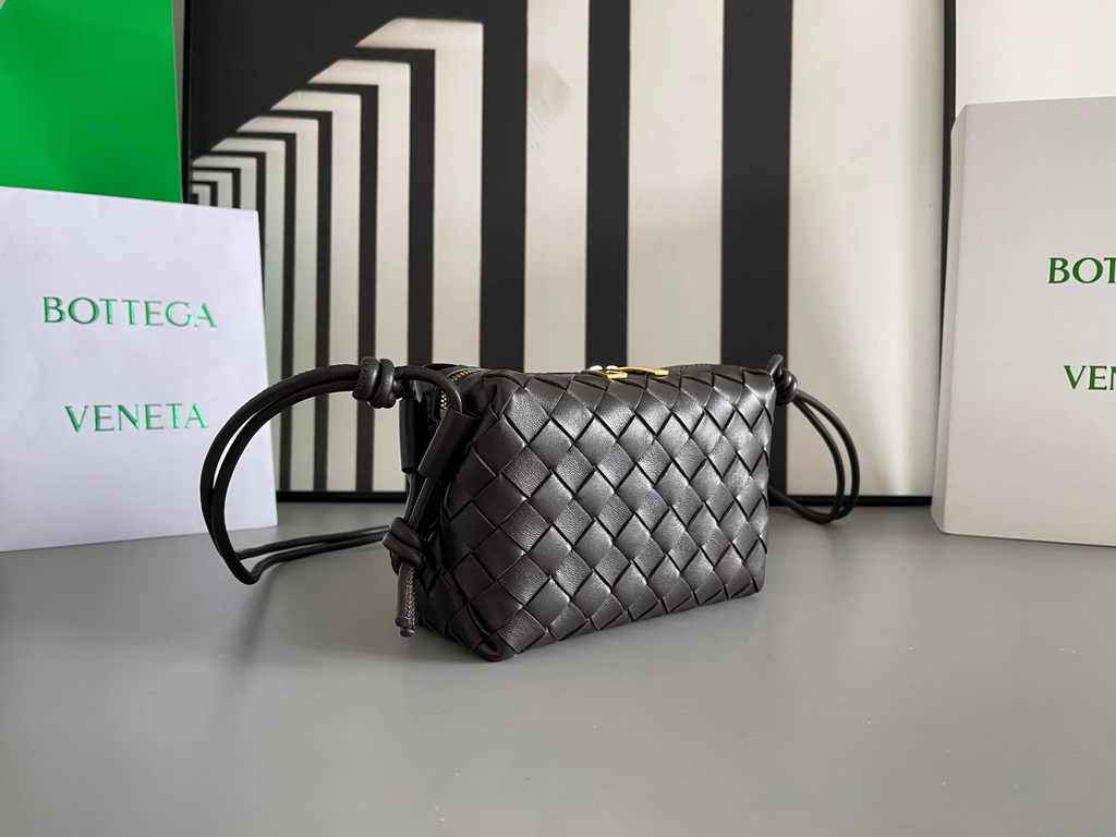Bottega Veneta Mini Loop Camera Cross-Body Bag 680254 Black Lambskin
