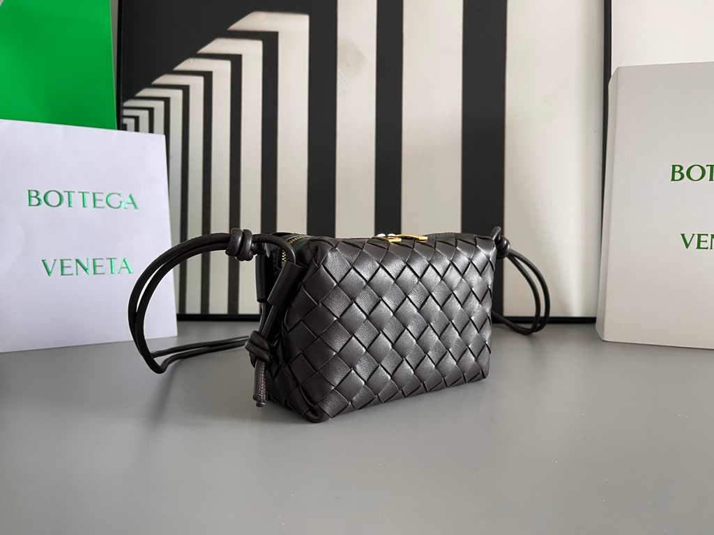 Bottega Veneta Mini Loop Camera Cross-Body Bag 680254 Black Lambskin