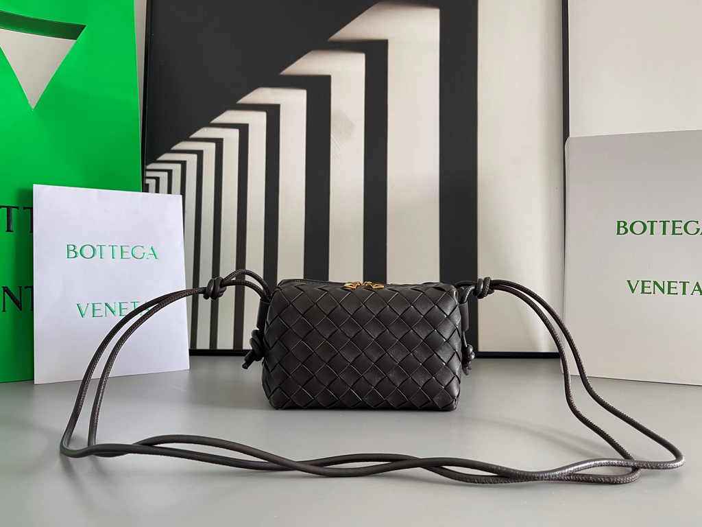 Bottega Veneta Mini Loop Camera Cross-Body Bag 680254 Black Lambskin
