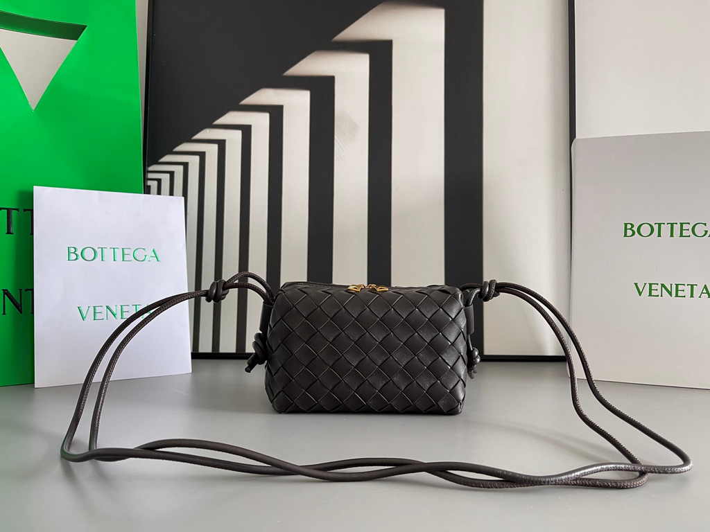 Bottega Veneta Mini Loop Camera Cross-Body Bag 680254 Black Lambskin