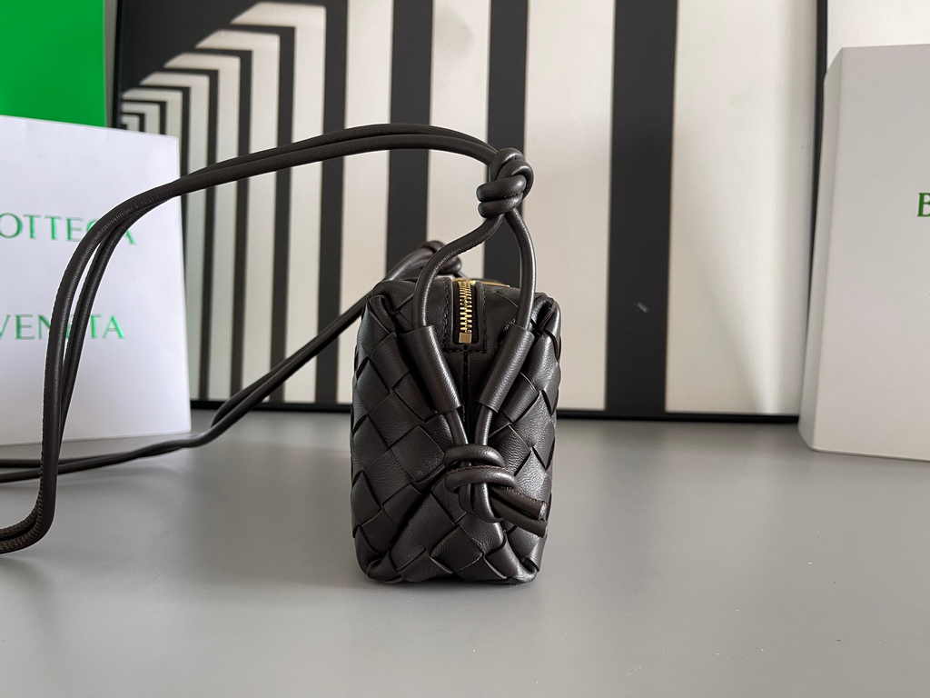 Bottega Veneta Mini Loop Camera Cross-Body Bag 680254 Black Lambskin