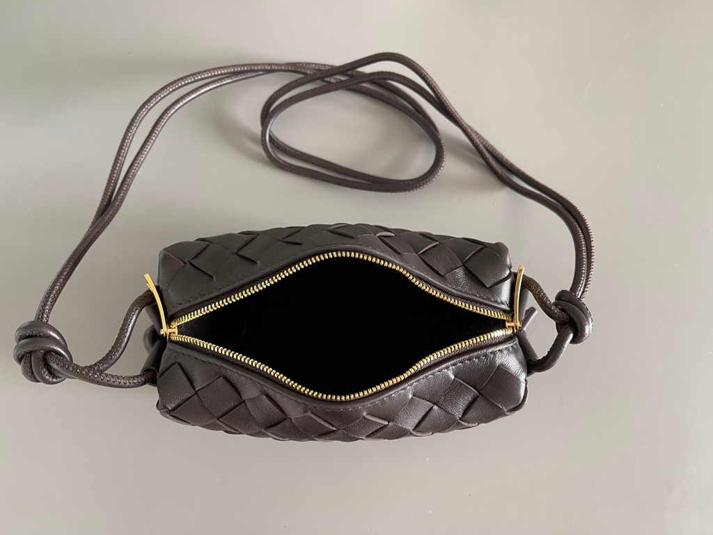 Bottega Veneta Mini Loop Camera Cross-Body Bag 680254 Black Lambskin
