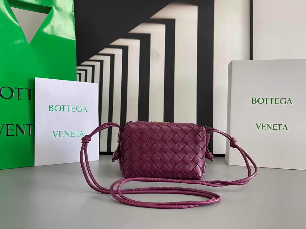 Bottega Veneta Mini Loop Camera Cross-Body Bag 680254 Dark Purple Lambskin